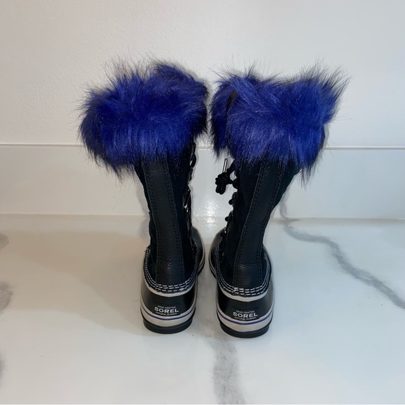 Sorel Joan of Arctic Waterproof Snow Boots NEW Fur Black Blue LIMITED Women’s 5 - Picture 3 of 8